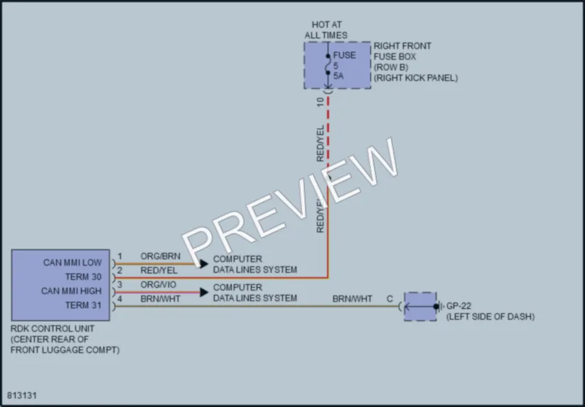 2022 Porsche 718Cayman Warning Systems wiring diagram preview