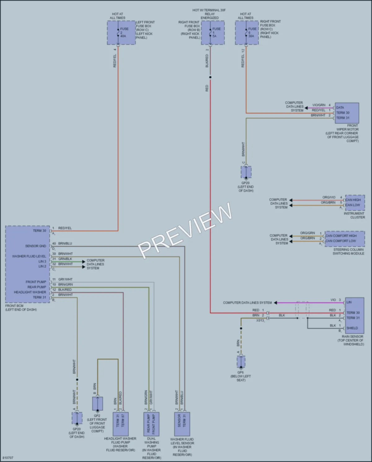 2022 Porsche 718Cayman Wiper Washer wiring diagram preview