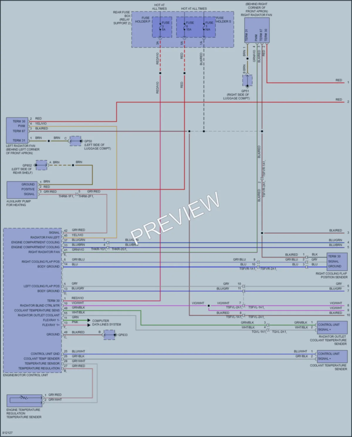 2022 Porsche 911 Cooling Fan wiring diagram preview