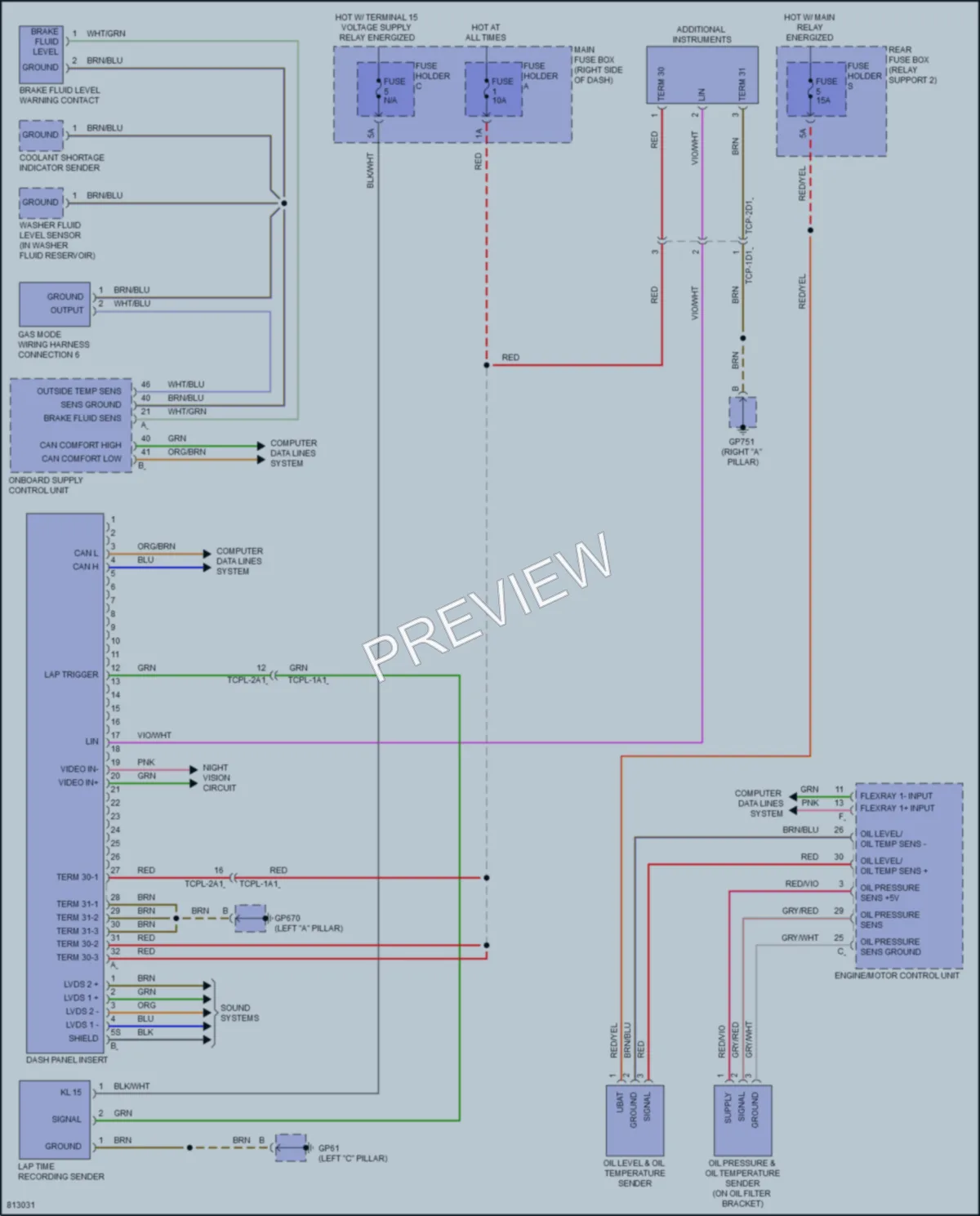2022 Porsche 911 Instrument Cluster wiring diagram preview