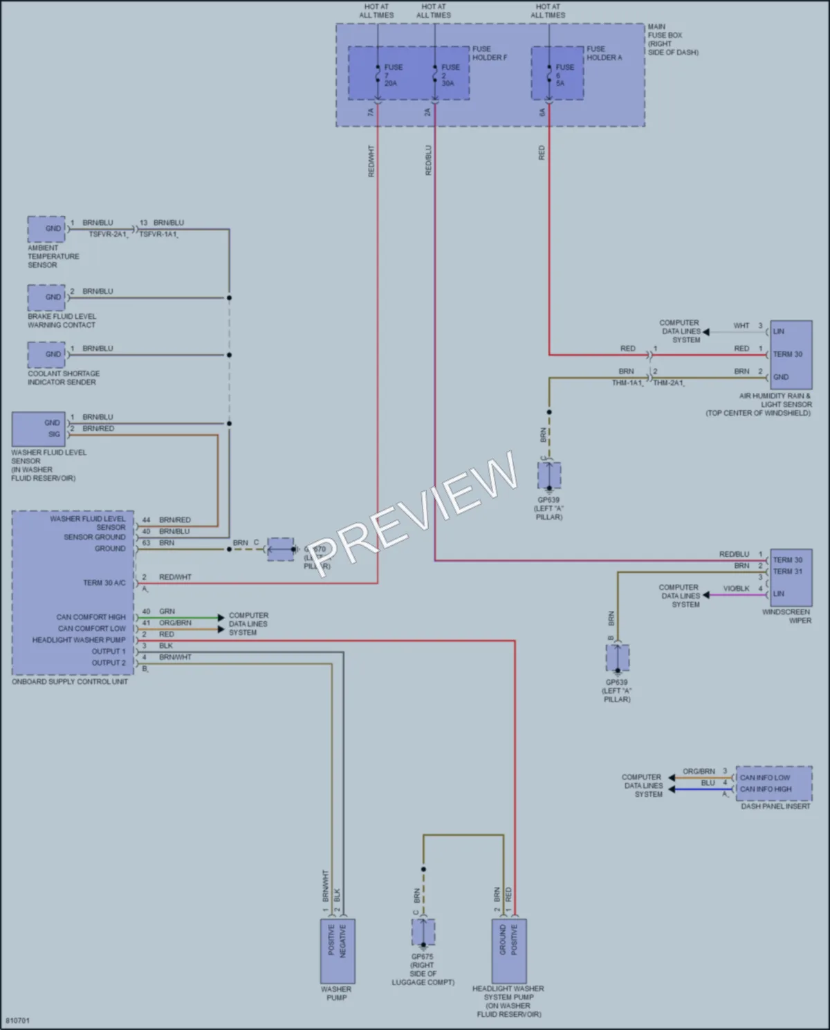 2022 Porsche 911 Wiper Washer wiring diagram preview
