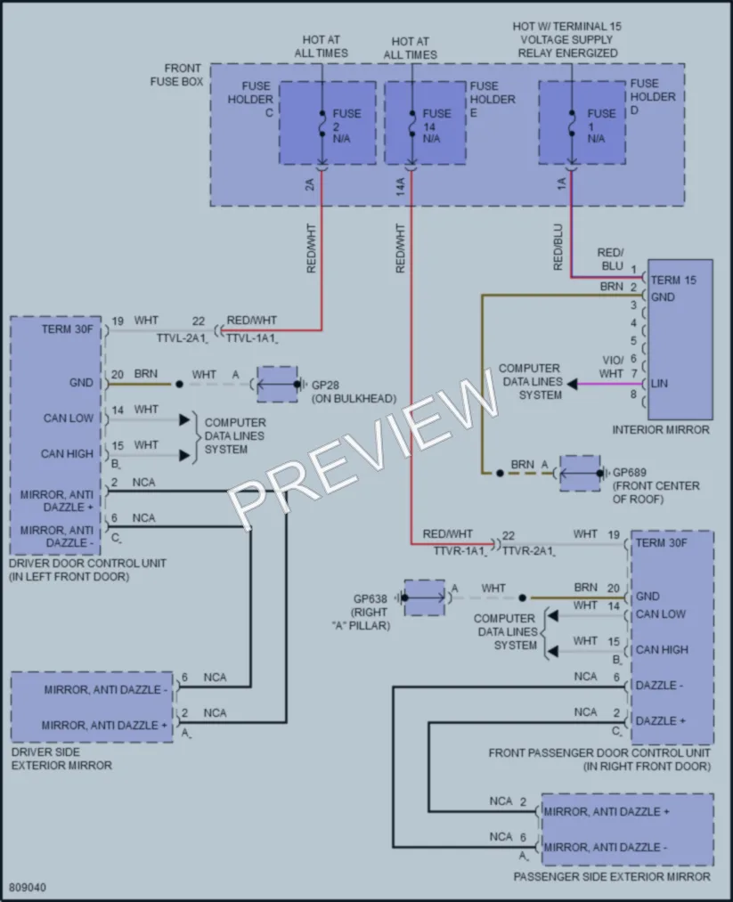 2022 Porsche Cayenne Power Mirrors wiring diagram preview
