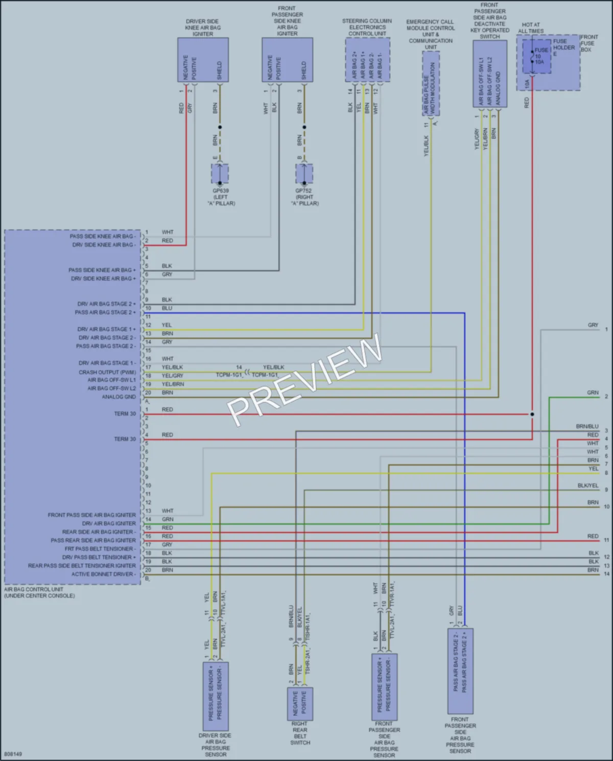 2022 Porsche Cayenne Supplemental Restraints wiring diagram preview