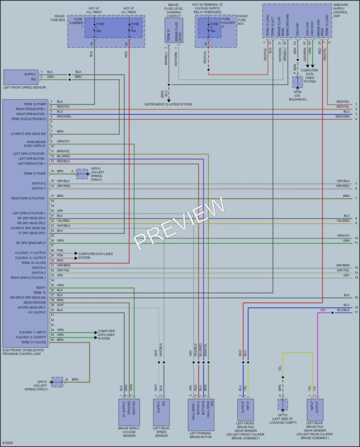 2022 Porsche CayenneCoupeHybrid Anti Lock Brakes wiring diagram preview