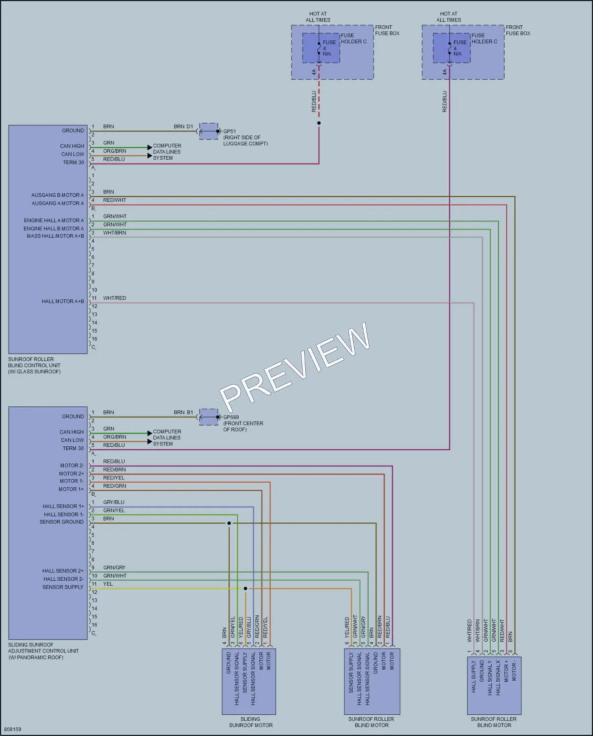 2022 Porsche CayenneCoupeHybrid Power Top Sunroof wiring diagram preview