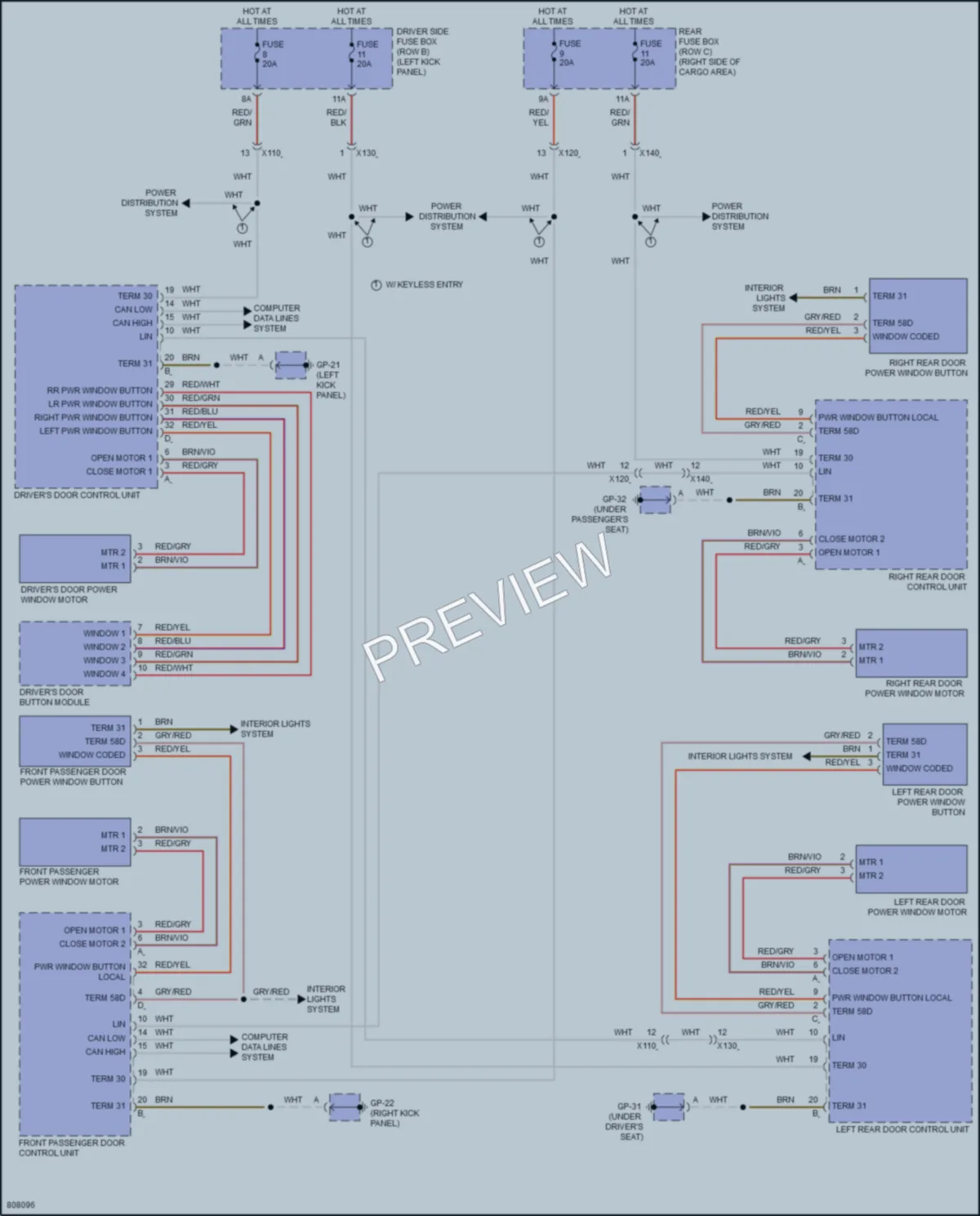 2022 Porsche Macan Power Windows wiring diagram preview