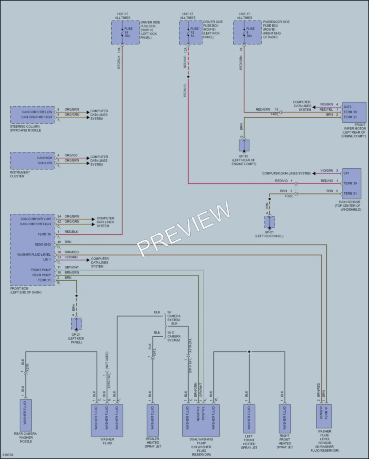 2022 Porsche Macan Wiper Washer wiring diagram preview