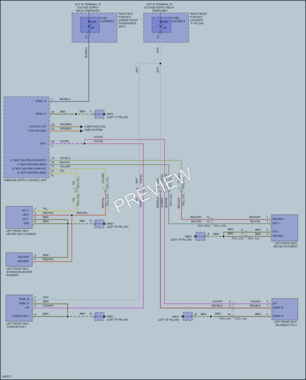 2022 Porsche Panamera Power Seats wiring diagram preview