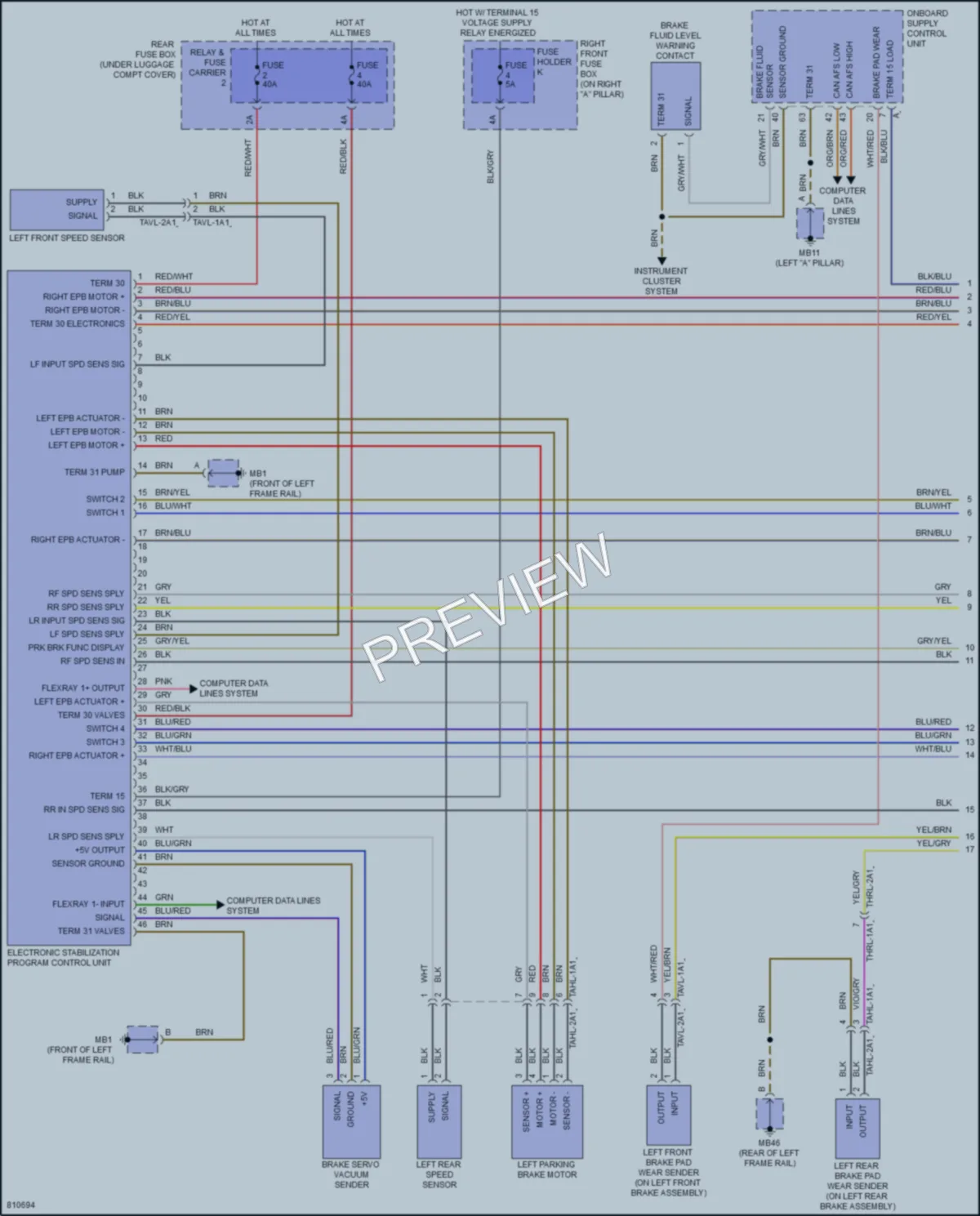 2022 Porsche PanameraHybrid Anti Lock Brakes wiring diagram preview