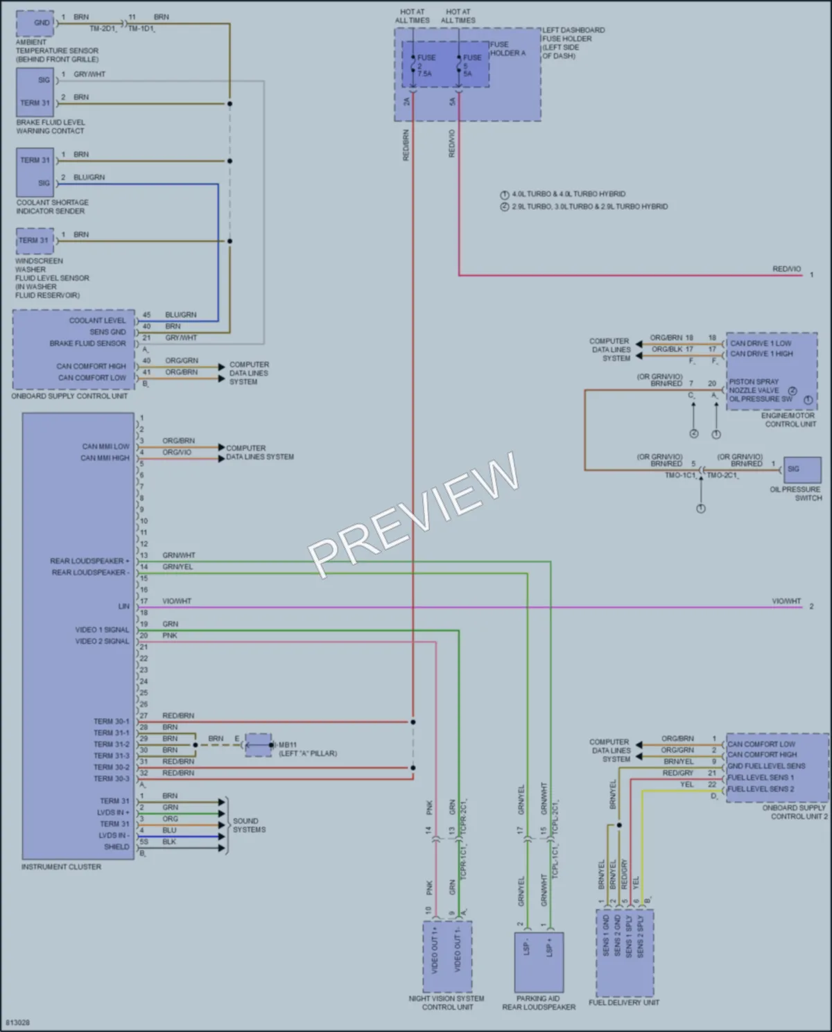 2022 Porsche PanameraHybrid Instrument Cluster wiring diagram preview