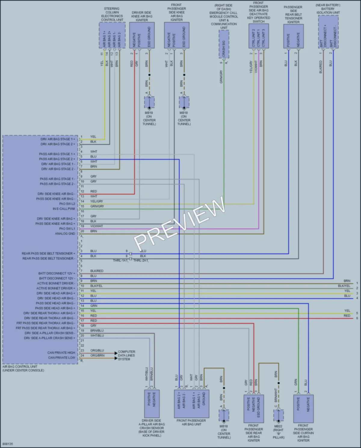 2022 Porsche PanameraHybrid Supplemental Restraints wiring diagram preview