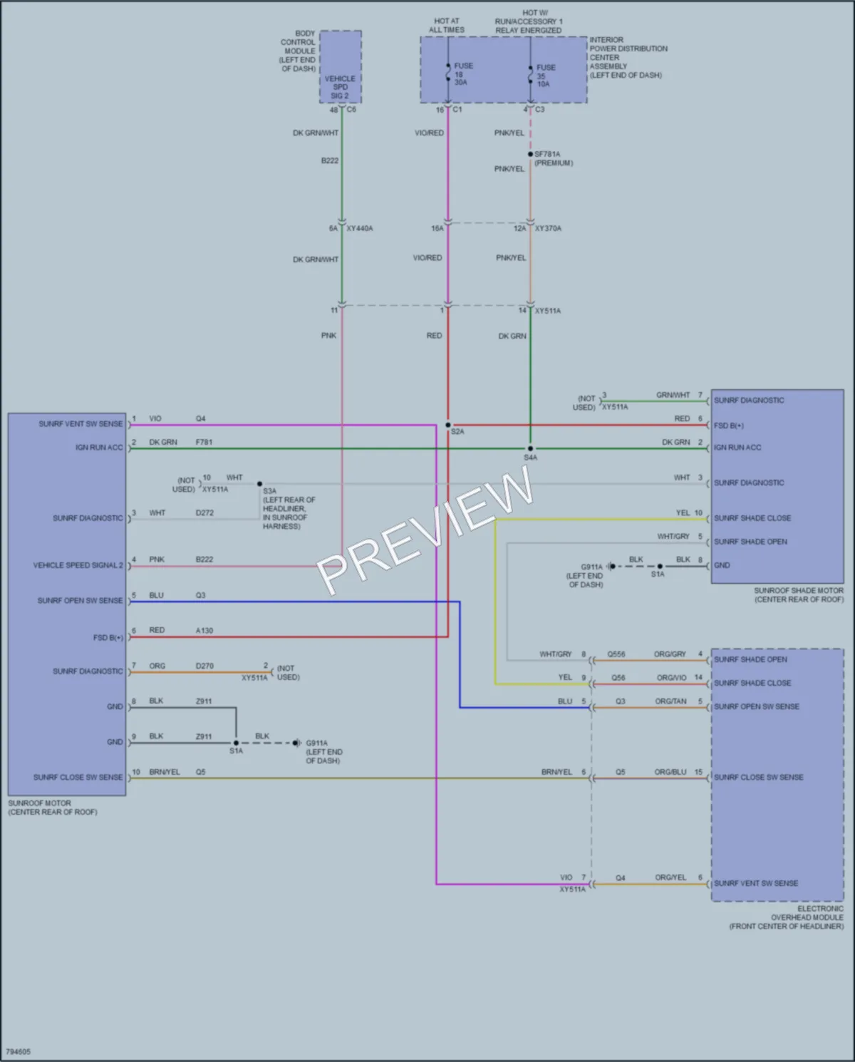 2022 Ram 1500 Power Top Sunroof wiring diagram preview
