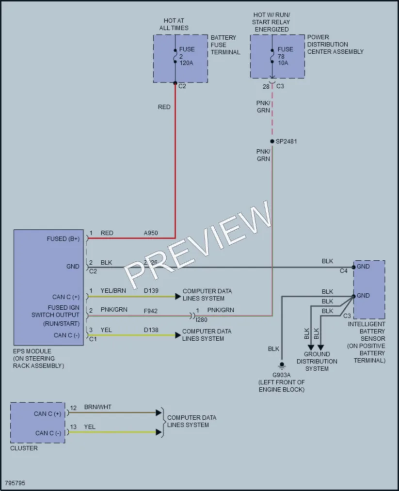 2022 Ram 1500Classic Electronic Power Steering wiring diagram preview