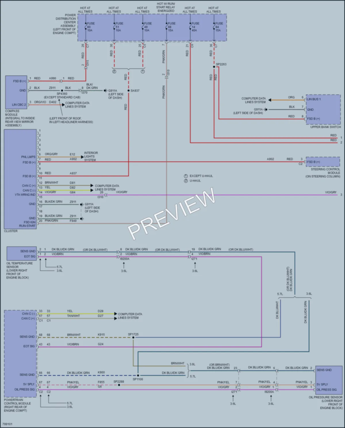 2022 Ram 1500Classic Instrument Cluster wiring diagram preview