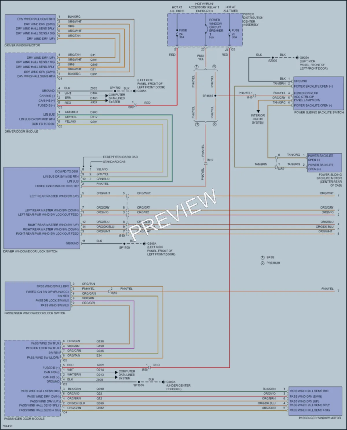 2022 Ram 1500Classic Power Windows wiring diagram preview