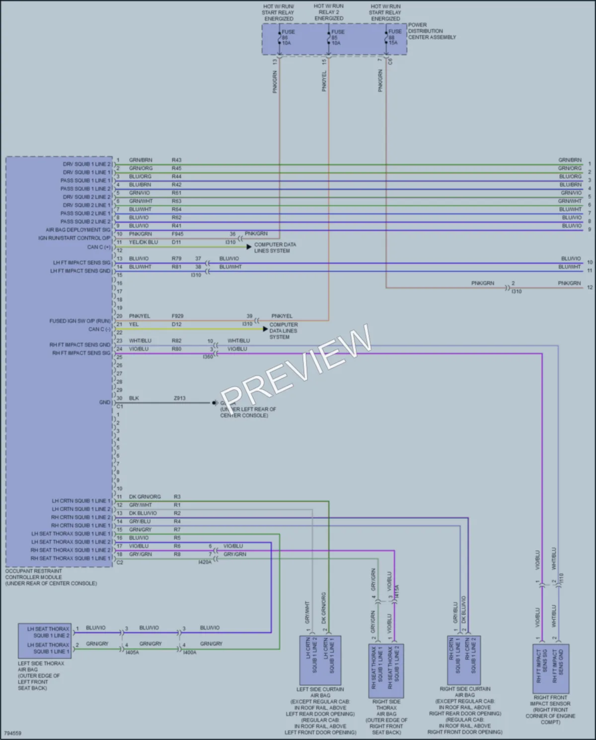 2022 Ram 1500Classic Supplemental Restraints wiring diagram preview