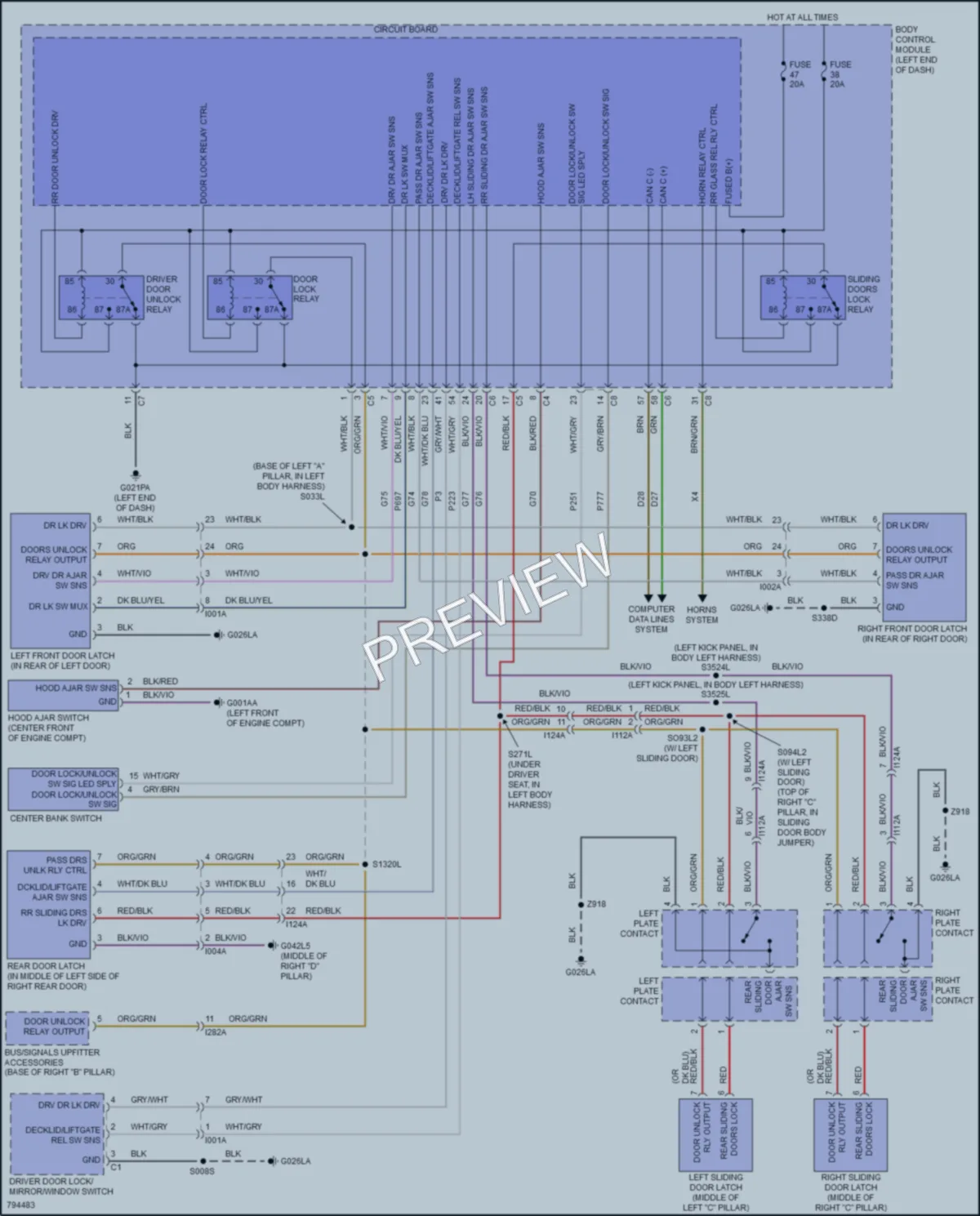2022 Ram 2500ProMaster Power Door Locks wiring diagram preview