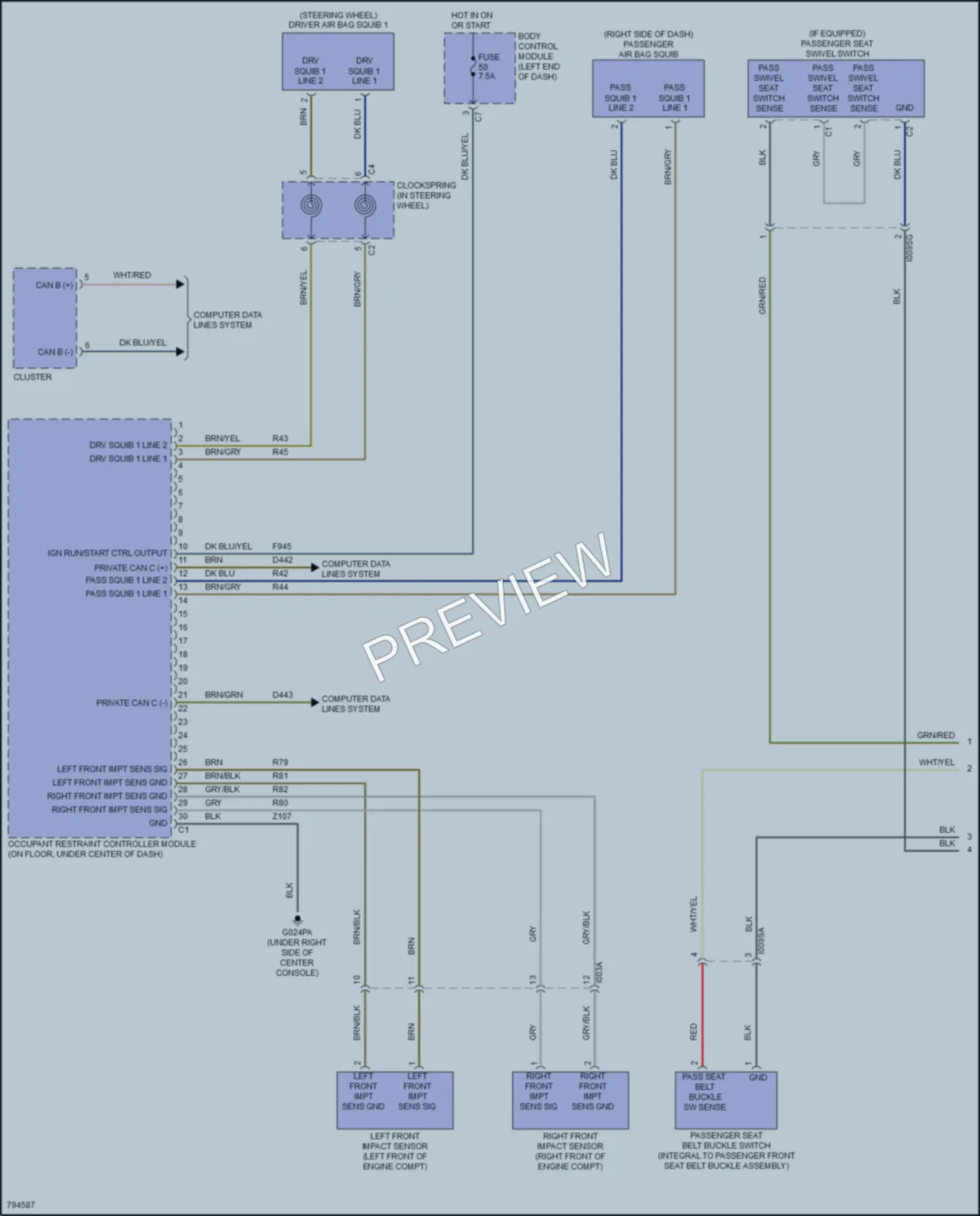 2022 Ram 2500ProMaster Supplemental Restraints wiring diagram preview
