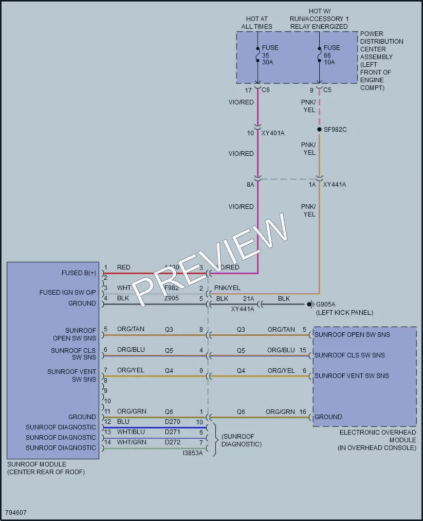 2022 Ram 3500 Power Top Sunroof wiring diagram preview