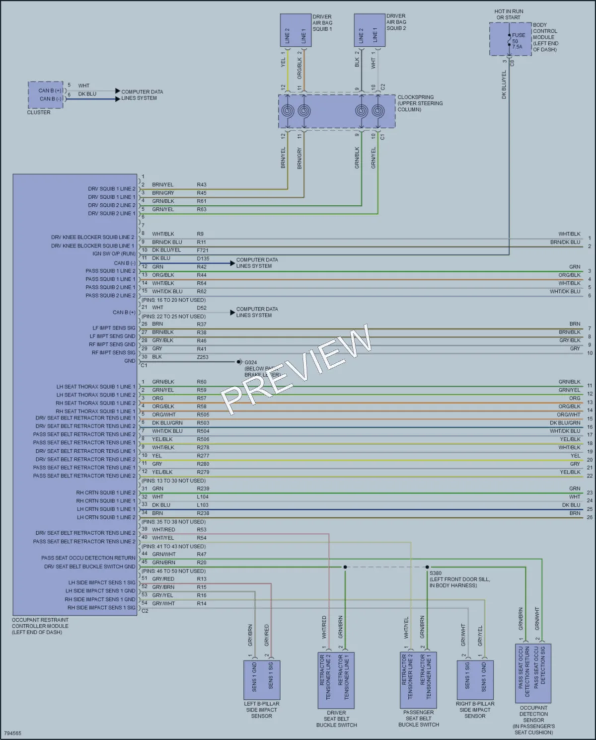 2022 Ram ProMasterCity Supplemental Restraints wiring diagram preview