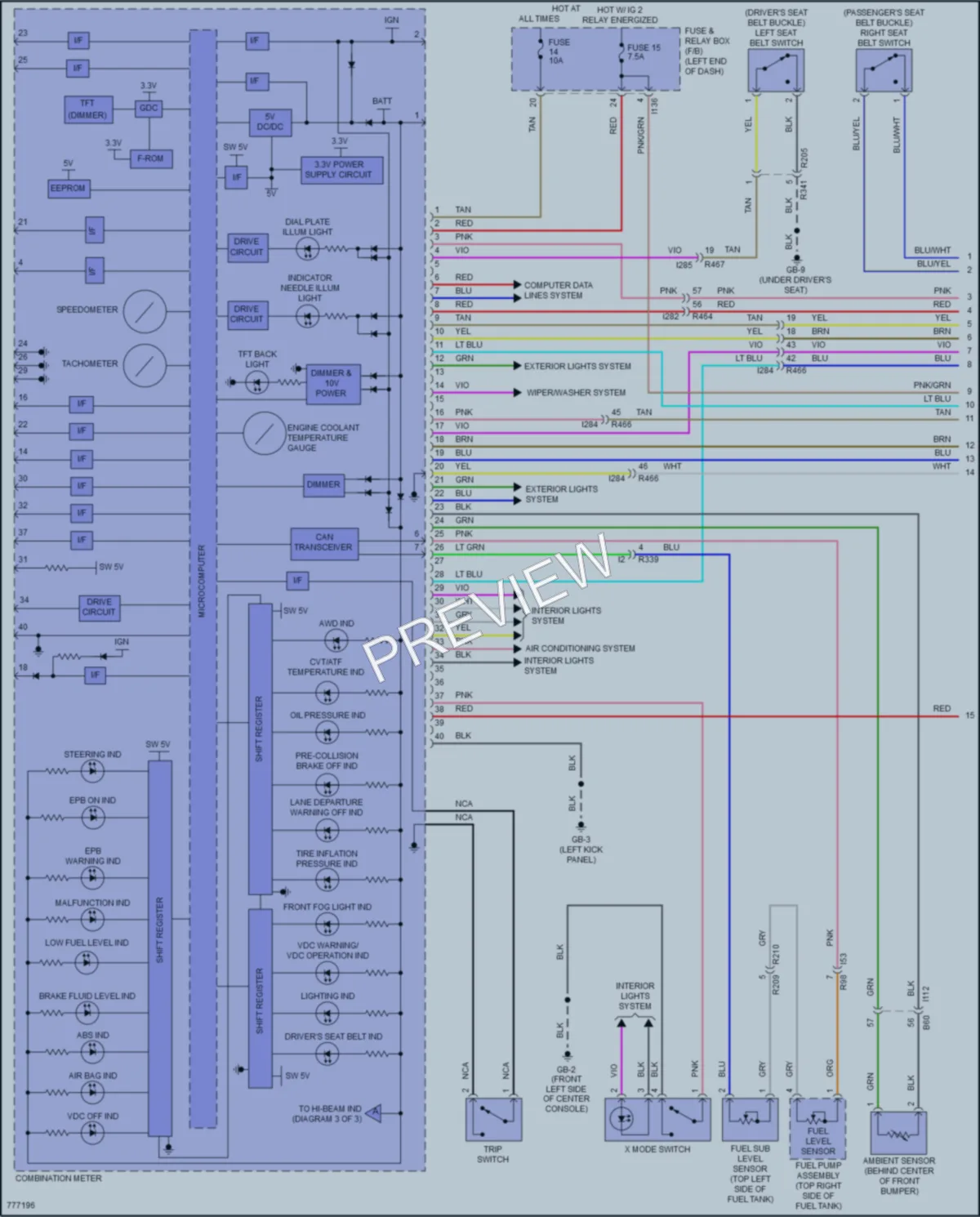 2022 Subaru Ascent Instrument Cluster wiring diagram preview