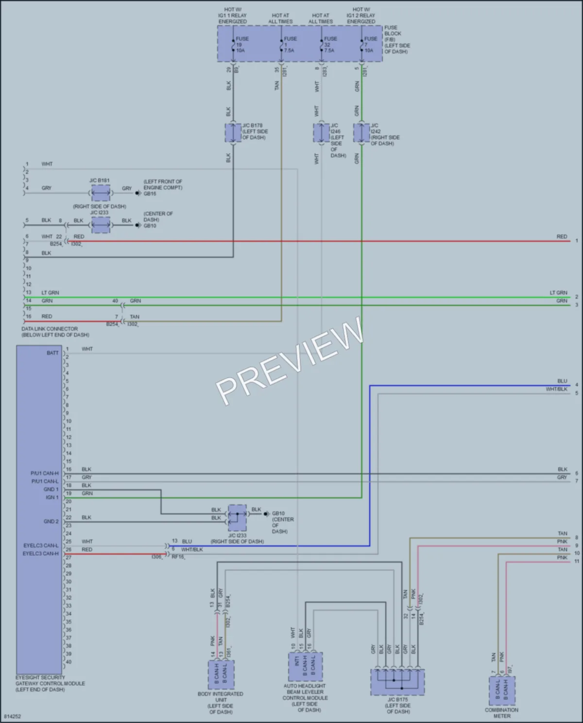 2022 Subaru BRZ Computer Data Lines wiring diagram preview