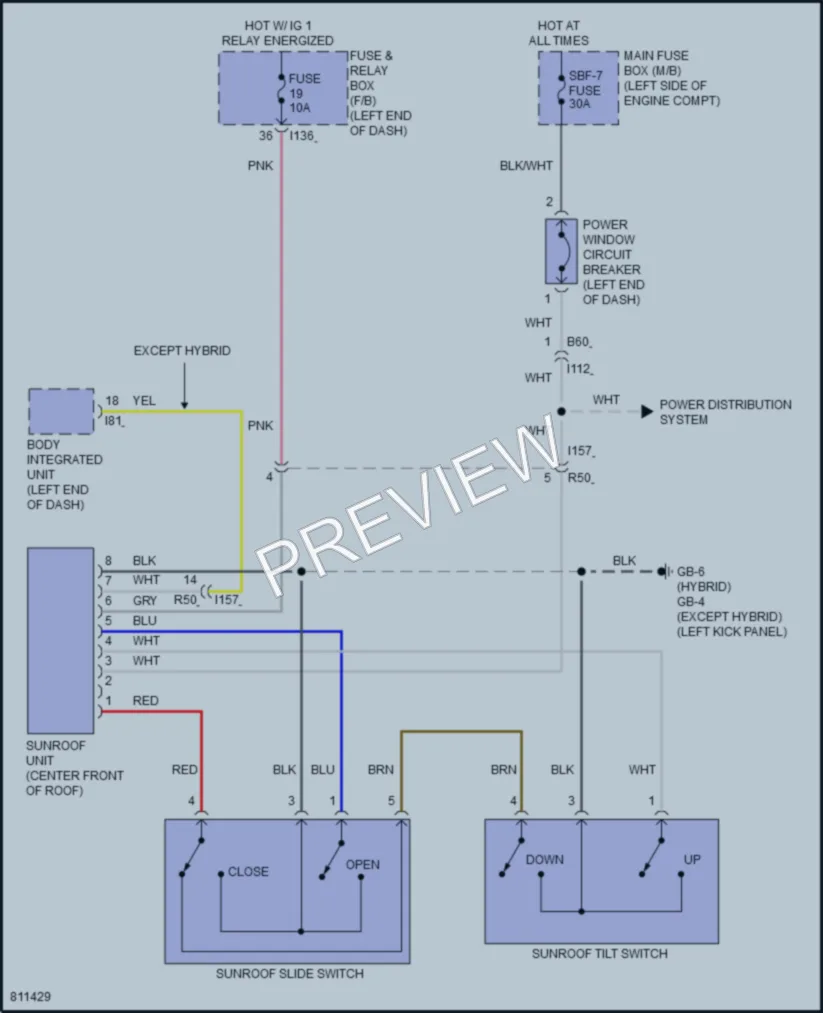 2022 Subaru Crosstrek Power Top Sunroof wiring diagram preview