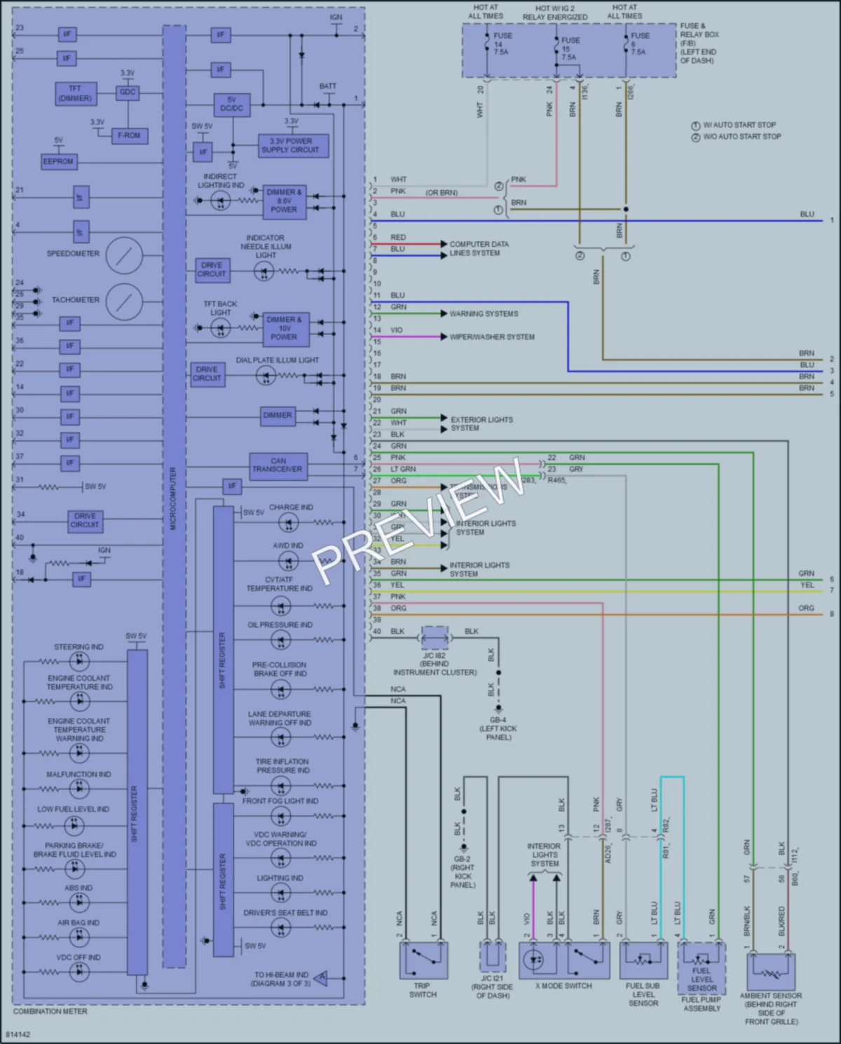 2022 Subaru CrosstrekHybrid Instrument Cluster wiring diagram preview
