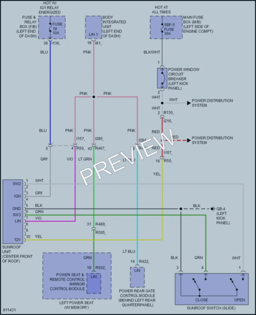 2022 Subaru Forester Power Top Sunroof wiring diagram preview
