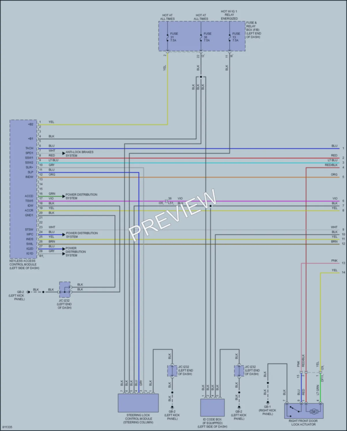 2022 Subaru Legacy Power Door Locks wiring diagram preview