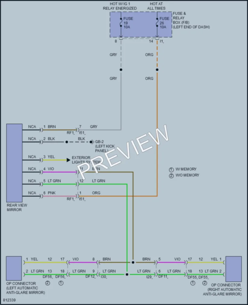 2022 Subaru Legacy Power Mirrors wiring diagram preview