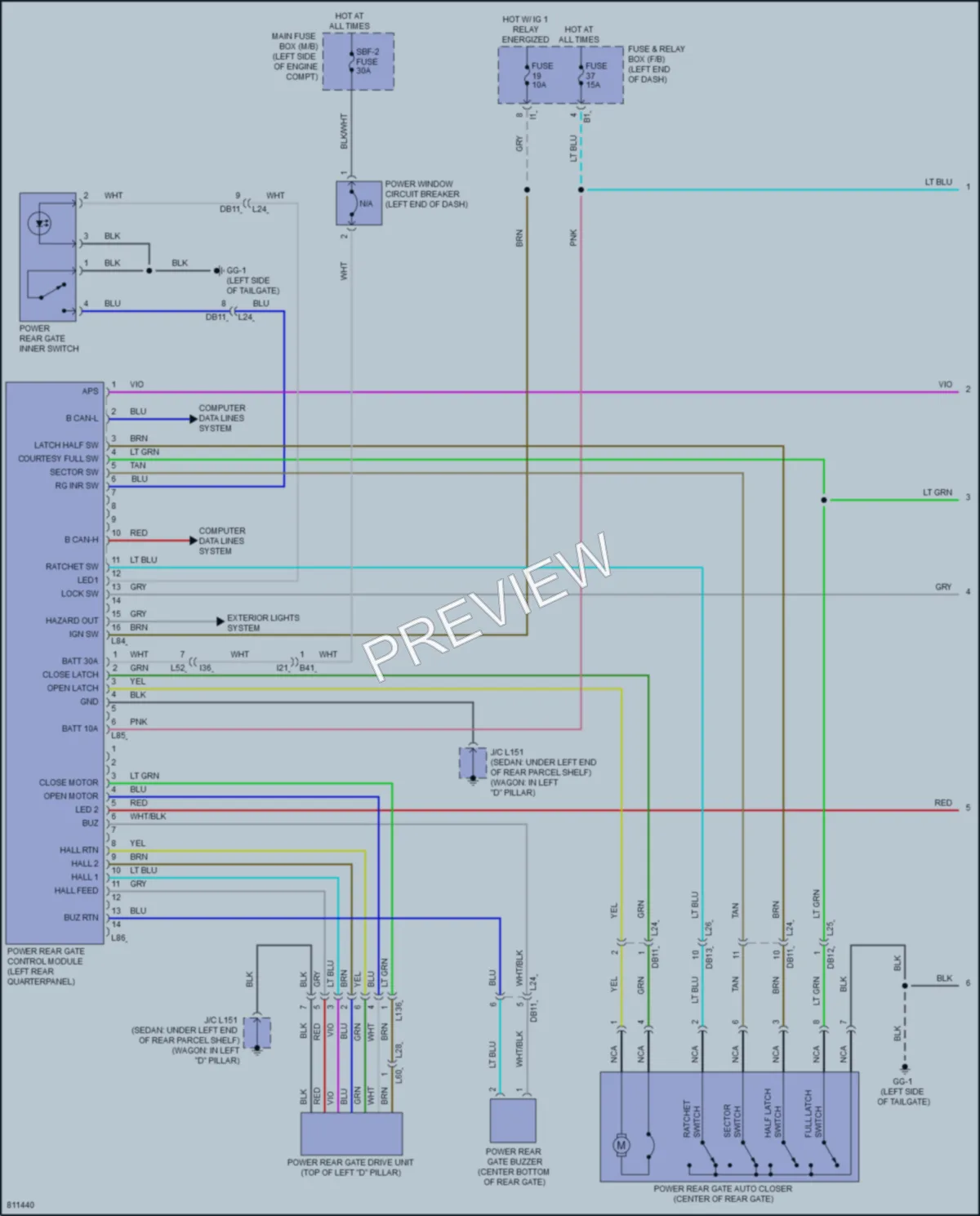 2022 Subaru Legacy Trunk Tailgate Fuel Door wiring diagram preview