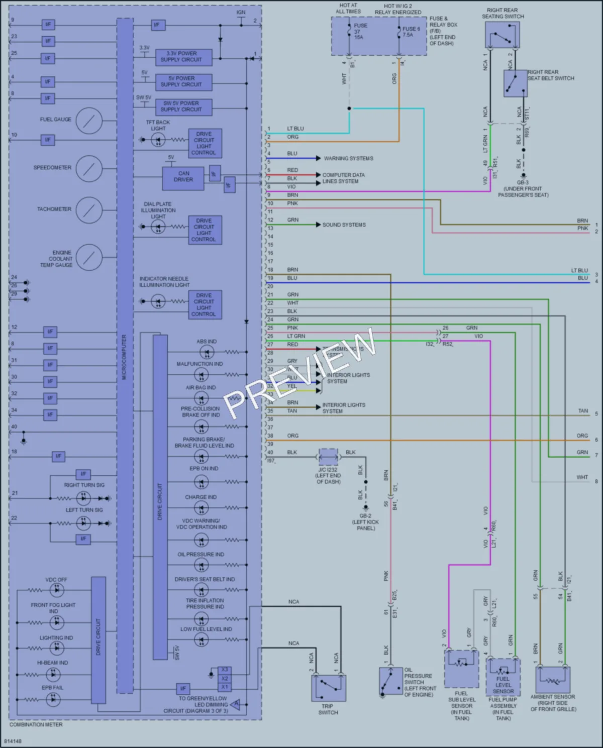 2022 Subaru Outback Instrument Cluster wiring diagram preview