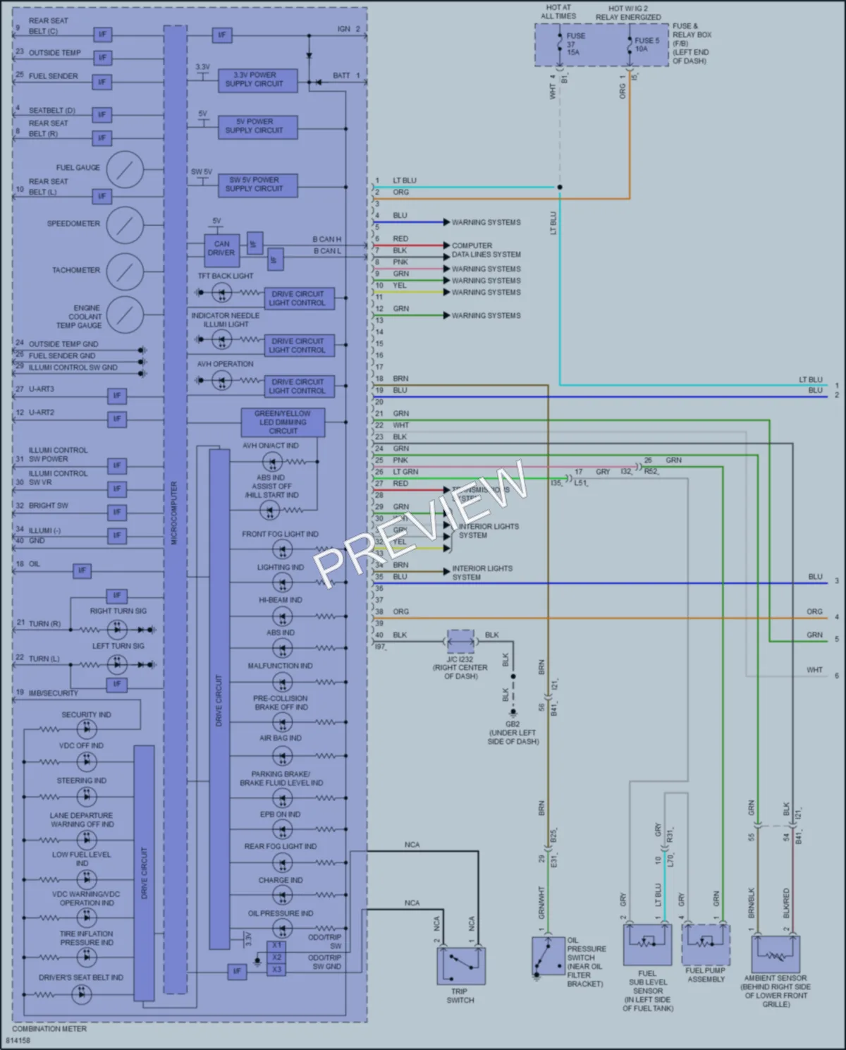 2022 Subaru WRX Instrument Cluster wiring diagram preview
