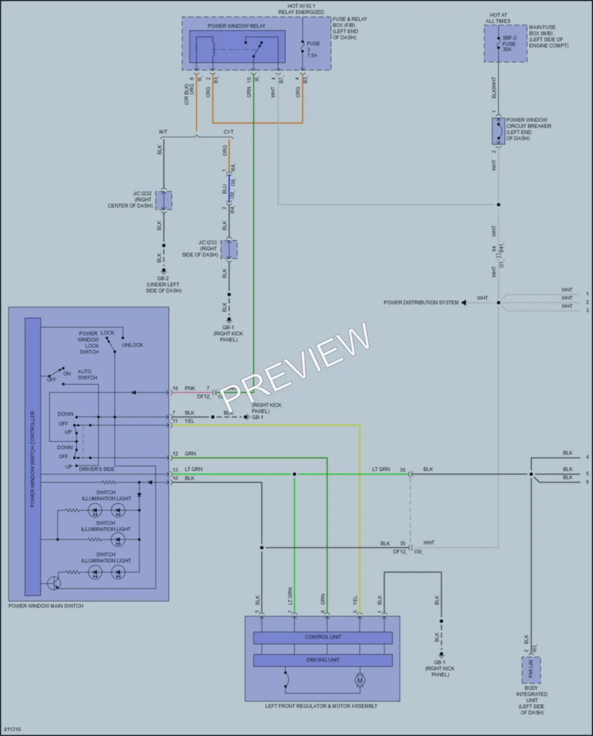 2022 Subaru WRX Power Windows wiring diagram preview