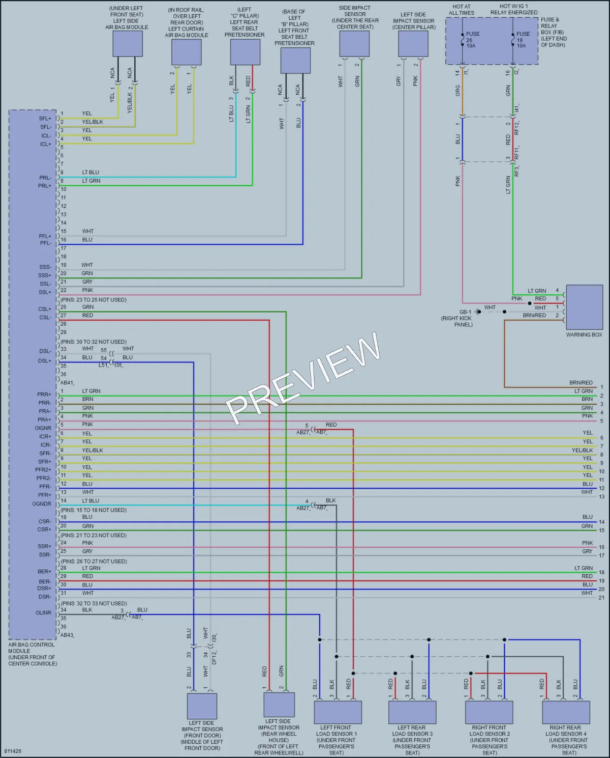 2022 Subaru WRX Supplemental Restraints wiring diagram preview
