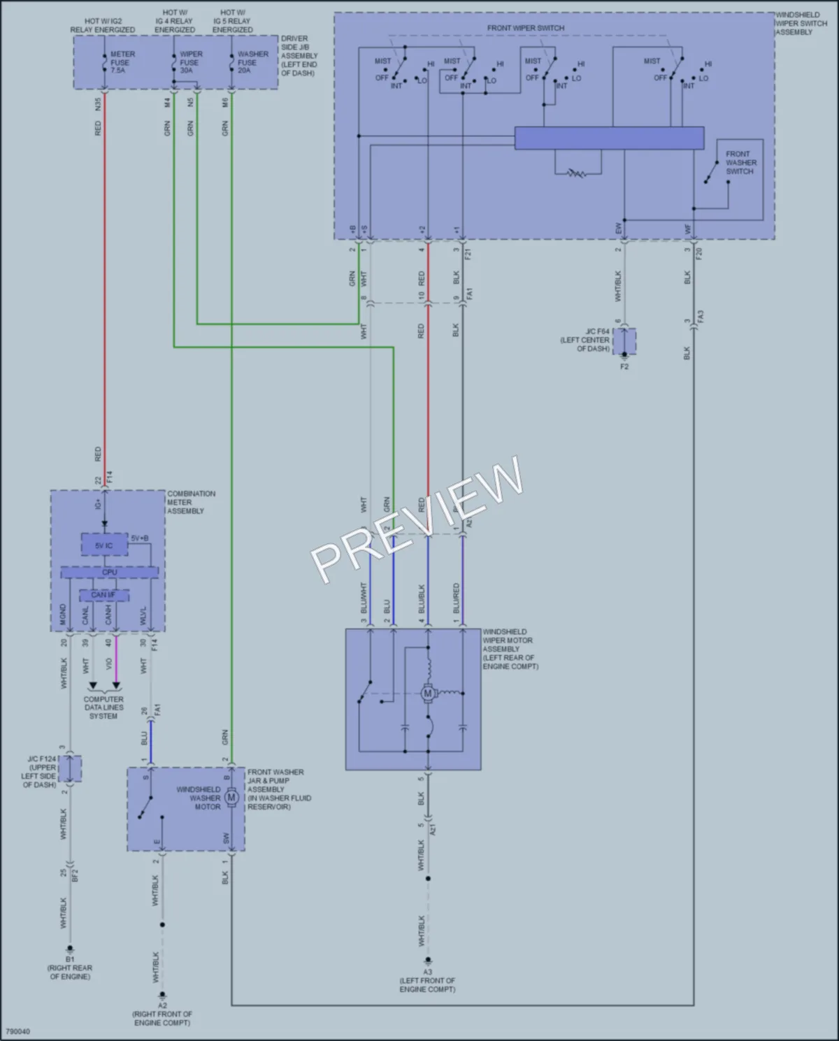 2022 Toyota 4Runner Wiper Washer wiring diagram preview