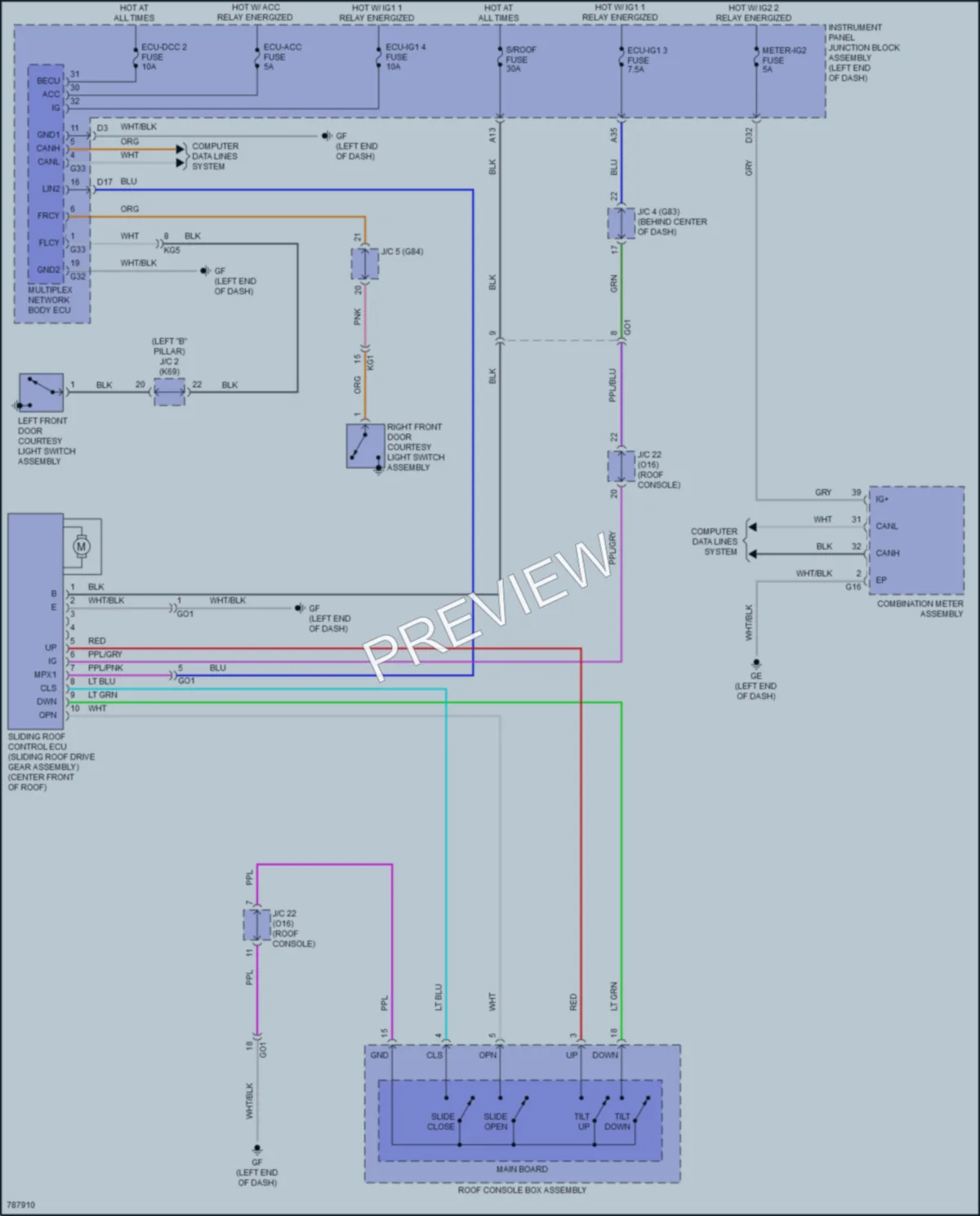 2022 Toyota Avalon Power Top Sunroof wiring diagram preview