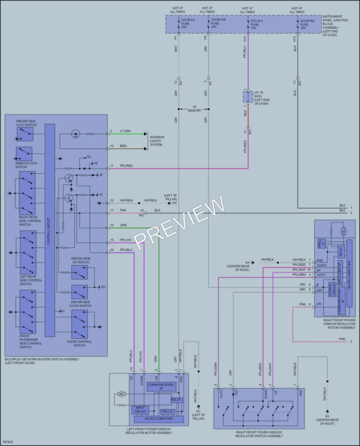 2022 Toyota Avalon Power Windows wiring diagram preview