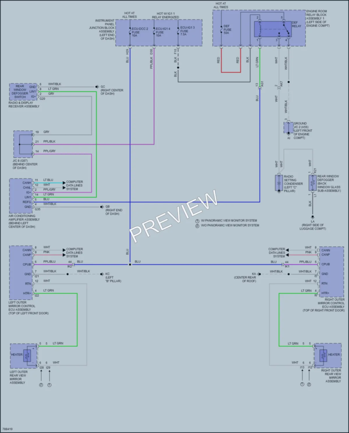 2022 Toyota AvalonHybrid Defoggers wiring diagram preview