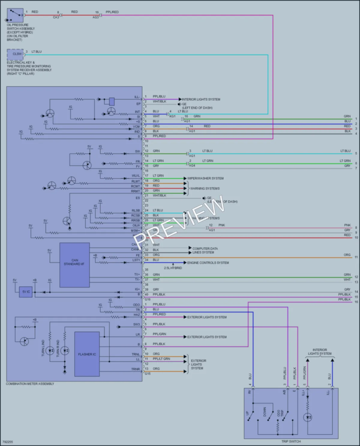 2022 Toyota AvalonHybrid Instrument Cluster wiring diagram preview