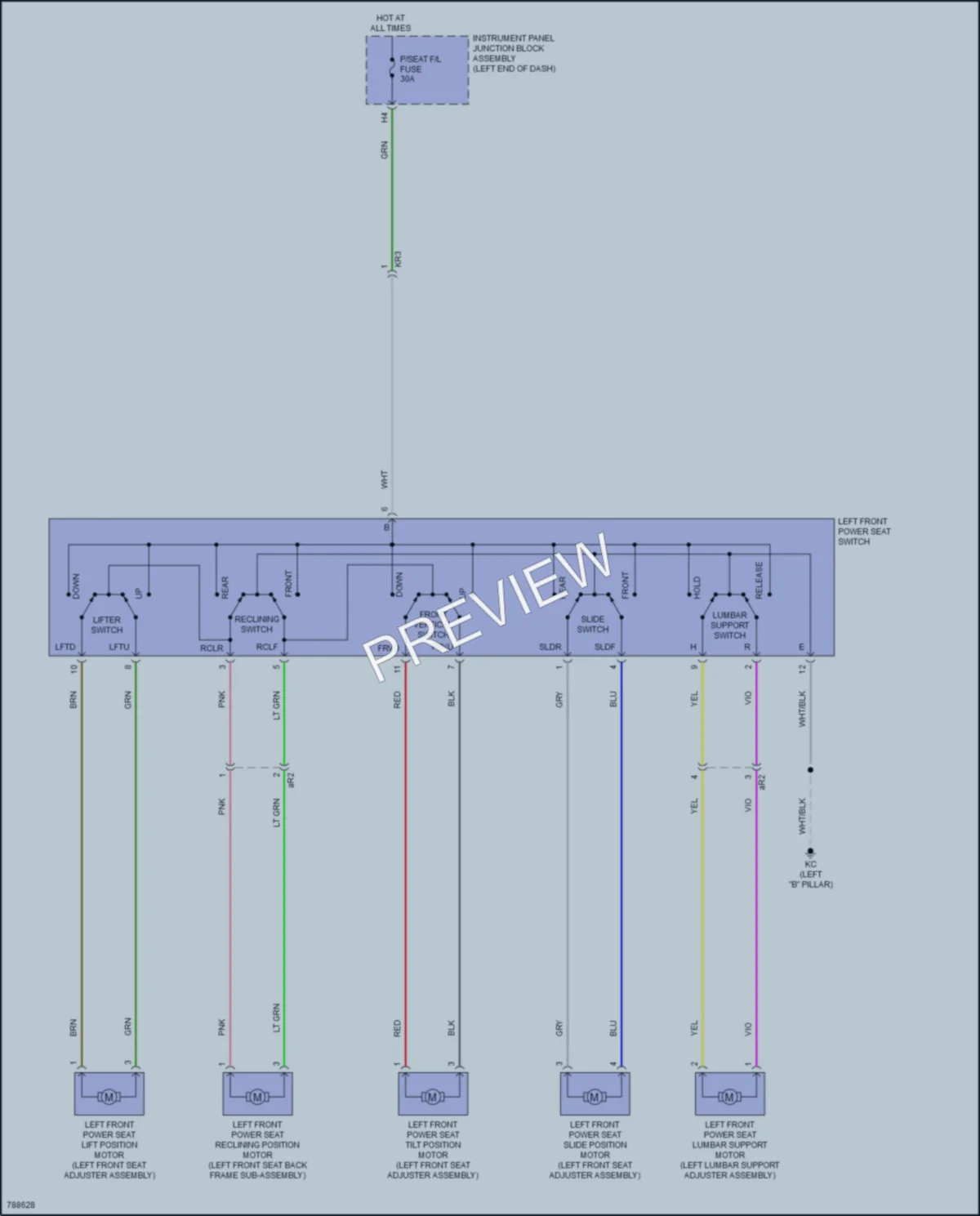 2022 Toyota AvalonHybrid Power Seats wiring diagram preview