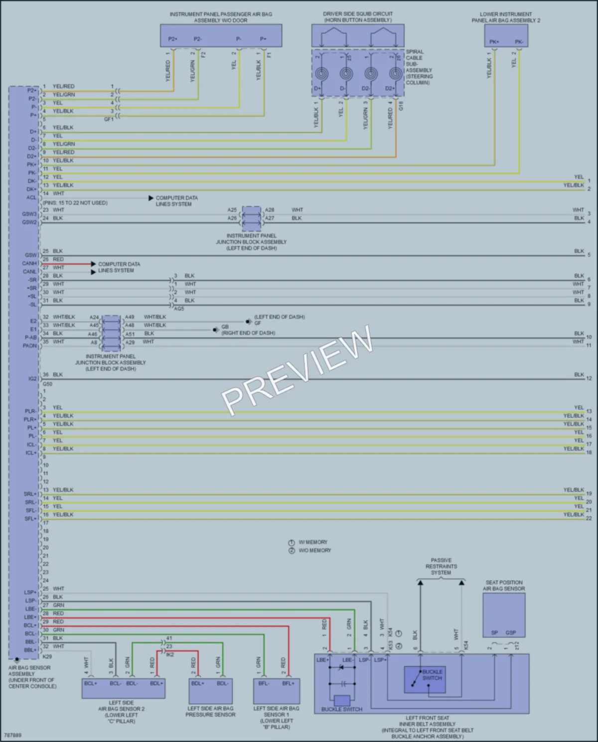 2022 Toyota AvalonHybrid Supplemental Restraints wiring diagram preview