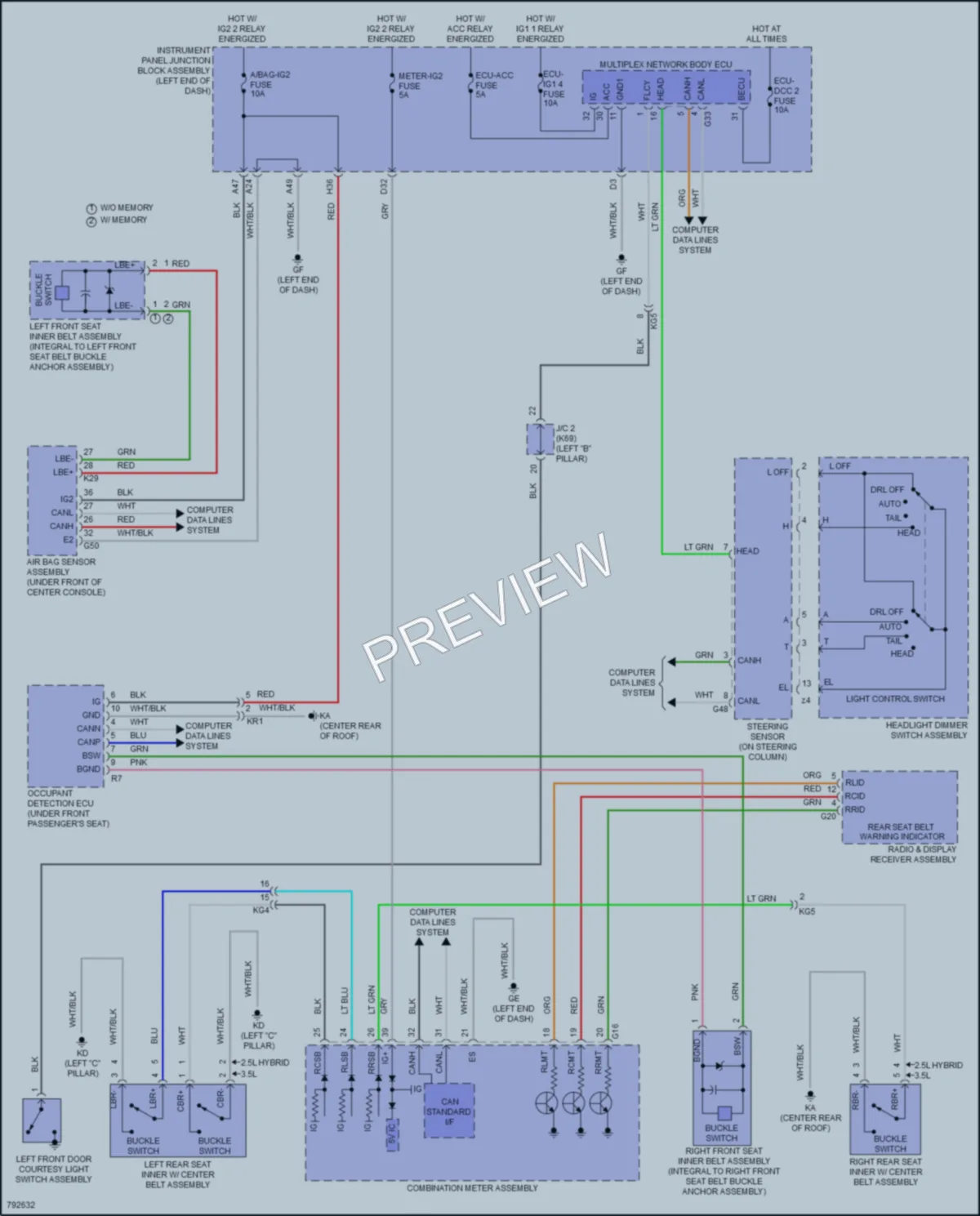 2022 Toyota AvalonHybrid Warning Systems wiring diagram preview