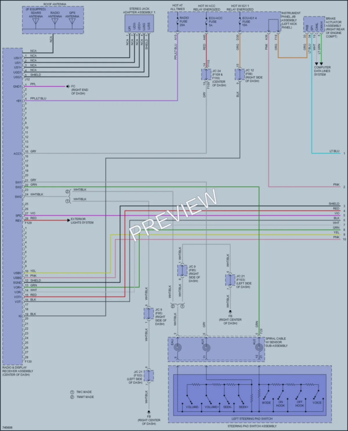 2022 Toyota CHR Radio wiring diagram preview