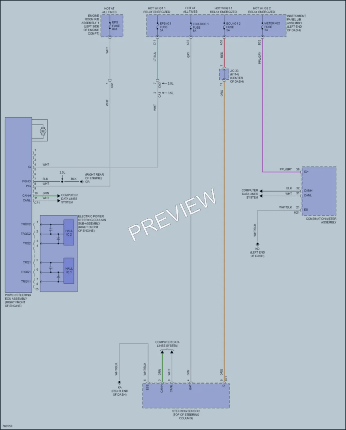 2022 Toyota Camry Electronic Power Steering wiring diagram preview