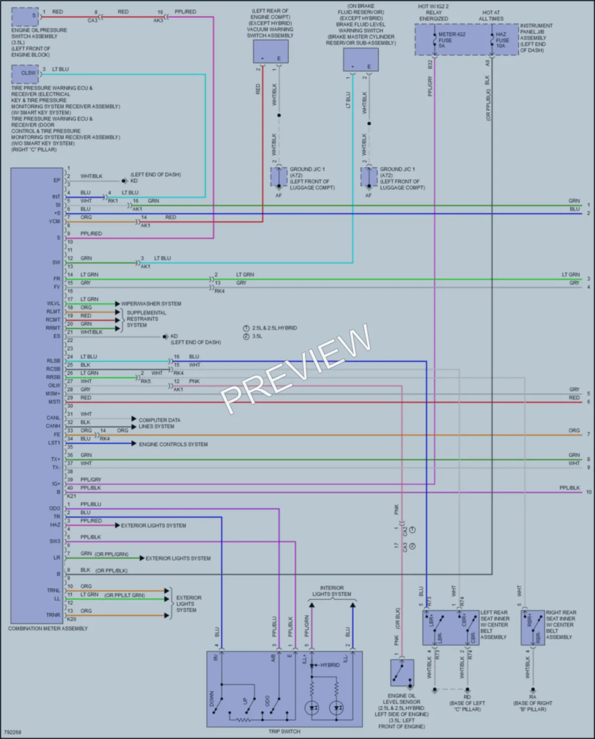 2022 Toyota Camry Instrument Cluster wiring diagram preview