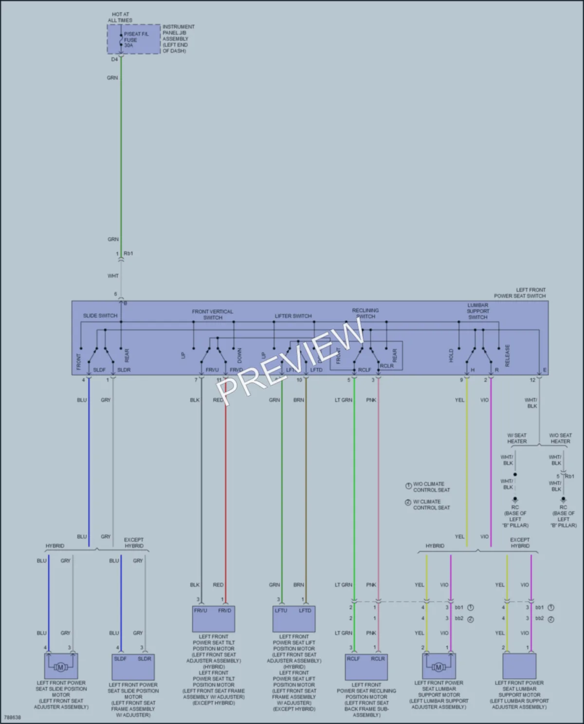 2022 Toyota CamryHybrid Power Seats wiring diagram preview
