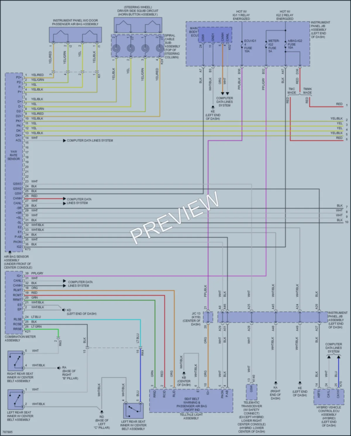 2022 Toyota CamryHybrid Supplemental Restraints wiring diagram preview