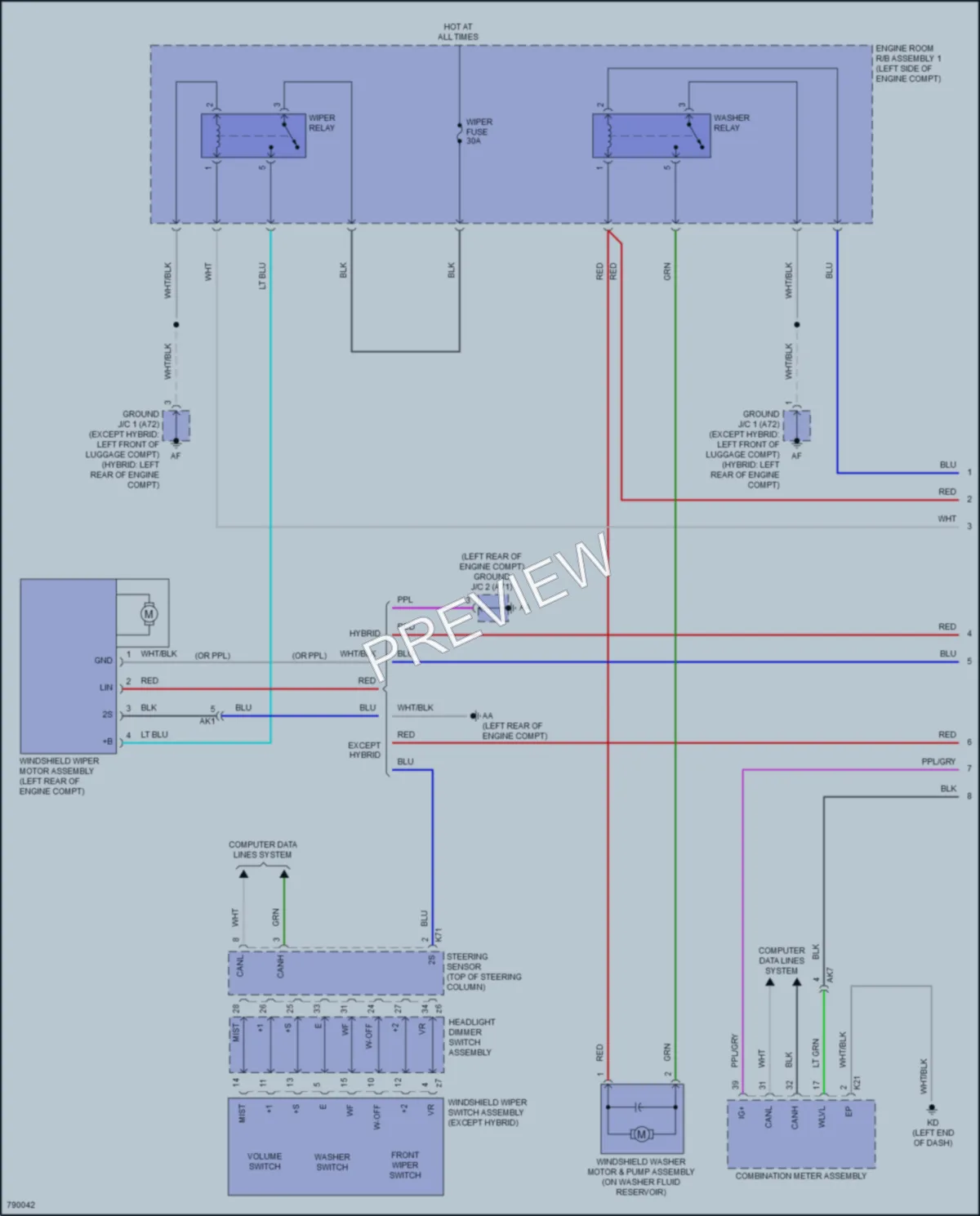 2022 Toyota CamryHybrid Wiper Washer wiring diagram preview
